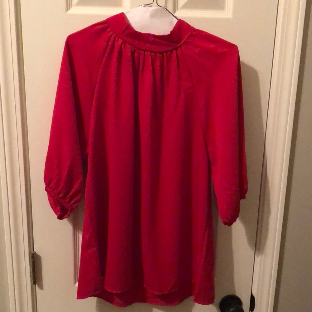 Puff sleeve blouse - poppy red - Size Large